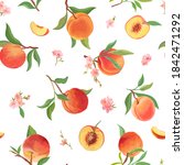watercolor peach seamless... | Shutterstock .eps vector #1842471292