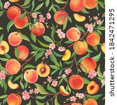 peach pattern with tropic... | Shutterstock .eps vector #1842471295