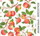 boho botanical apple seamless... | Shutterstock .eps vector #1852137418