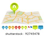 city map with labels. vector... | Shutterstock .eps vector #92745478