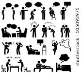 man people talking thinking... | Shutterstock .eps vector #105092975