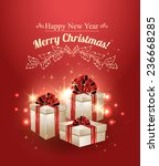 christmas gifts background  | Shutterstock .eps vector #236668285