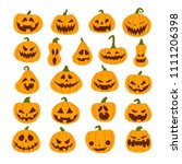 set of halloween scary pumpkins.... | Shutterstock .eps vector #1111206398
