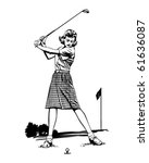 Woman Golfer 2   Retro Clip Art