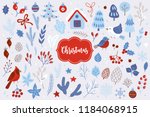 christmas design elements with... | Shutterstock .eps vector #1184068915