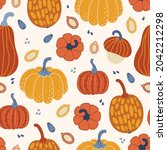 autumn seamless pattern with... | Shutterstock .eps vector #2042212298