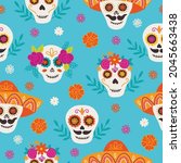 day of the dead seamless... | Shutterstock .eps vector #2045663438