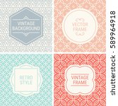 set of vintage frames in grey ... | Shutterstock .eps vector #589964918