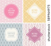 set of vintage frames in pink ... | Shutterstock .eps vector #589964975