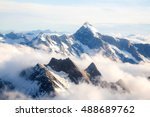 Aerial view of Winter landscape Mountain Cook New Zealand