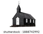 Old scandinavian church Budir isolated on white