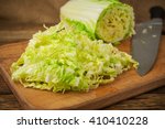 Chopped Fresh Cabbage On Wooden ...