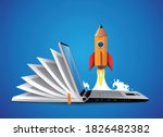 computer as book knowledge base ... | Shutterstock .eps vector #1826482382