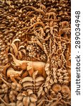 Carved Thai Animals On The Wood ...