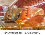 Chauk htat gyi reclining buddha (sweet eye buddha), yangon, myanmar 