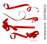 shiny red ribbon on white... | Shutterstock .eps vector #334730612