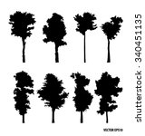 set of tree silhouettes. vector ... | Shutterstock .eps vector #340451135