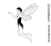 beautiful girl fairy pixie line ... | Shutterstock .eps vector #1496840102