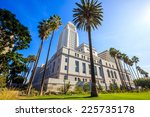 Historic Los Angeles City Hall with blue sky, CA USA