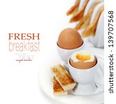 delicious breakfast with boiled ... | Shutterstock . vector #139707568