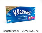 Small photo of Bucharest, Romania - January 1, 2022:Box of Kleenex The original brand tissues.
