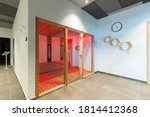 Infrared light sauna interior in hotel spa center