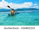 Summer travel kayaking. man...