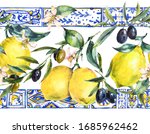 Watercolor Lemon  Olive...