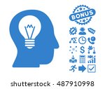 intellect bulb icon with bonus... | Shutterstock .eps vector #487910998