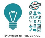 hint bulb pictograph with bonus ... | Shutterstock .eps vector #487987732