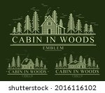 cabin in woods with pine trees... | Shutterstock .eps vector #2016116102