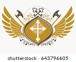 vintage decorative heraldic... | Shutterstock .eps vector #643796605
