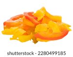 Pickled red yellow chopped pepper isolated on a white background. 