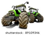 Green Tractors Isolated In White