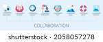 collaboration banner with icons.... | Shutterstock .eps vector #2058057278