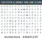 food and drinks thin line icons ... | Shutterstock .eps vector #636641125