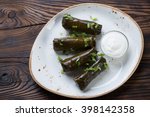Top View Of Dolmades Served...