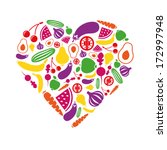 fruits and vegetables heart | Shutterstock .eps vector #172997948