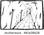 long unlit dungeon passage with ... | Shutterstock .eps vector #481638628