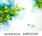 banner with fresh green leaves  | Shutterstock .eps vector #148922198