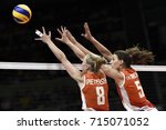 Small photo of Rio de Janeiro, Brazil - august 20, 2016: PIETERSEN Judith (NED) and de KRUIJF Robin (NED) during women's Volleyball,match Nederland and USA in the Rio 2016 Olympics Games