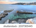 Small photo of High views from the cliff top overlooking the northern rockpool at Coogee in Sydney-s eastern suburbs. Giles Baths is a natural rock pool, known as the Bogey hole and beyond are its three southern r
