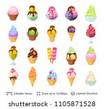 ice cream dessert set. 24 items ... | Shutterstock .eps vector #1105871528