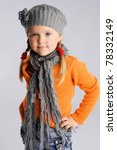 Little Fashionable Girl In Warm ...