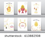 set of easter greeting cards... | Shutterstock .eps vector #613882508