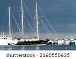 Luxury Yachts and Barquentine moored at Limassol Marina, Cyprus