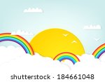 rainbow in the clouds | Shutterstock .eps vector #184661048