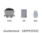 Coal Oil Gas Icon Set. Clipart...