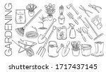 gardening tools and plants or... | Shutterstock .eps vector #1717437145