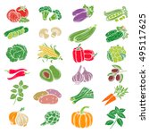 set decorative icons vegetables.... | Shutterstock .eps vector #495117625